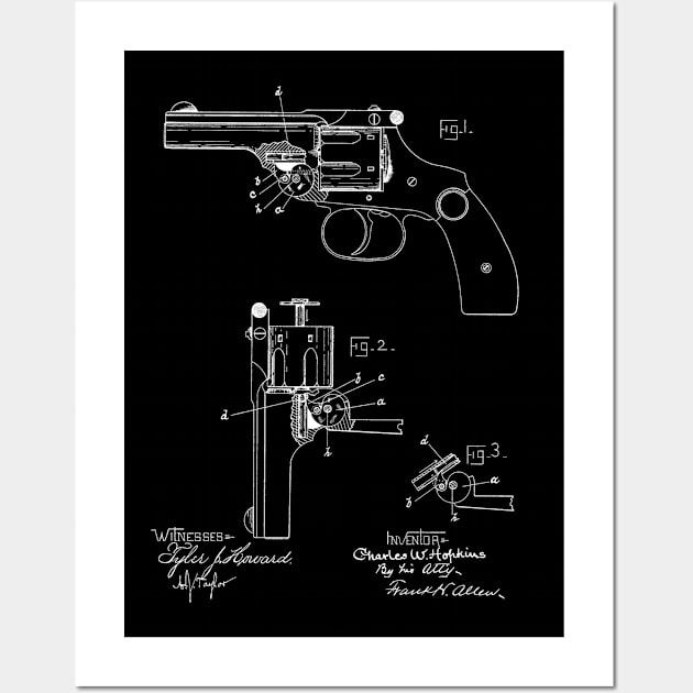 Revolving Fire Arm Vintage Patent Hand Drawing Wall Art by TheYoungDesigns